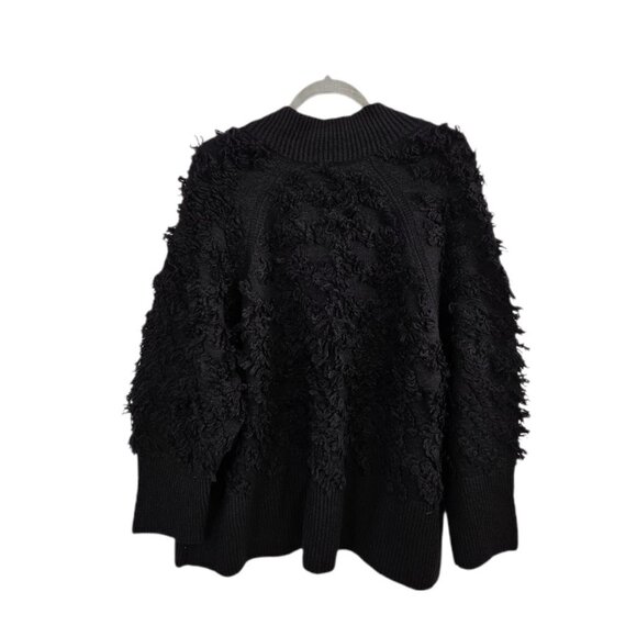 NWT J. Jill Textured Fringe Cardigan Button Front Black Fluffy Cozy 3X - Picture 7 of 13